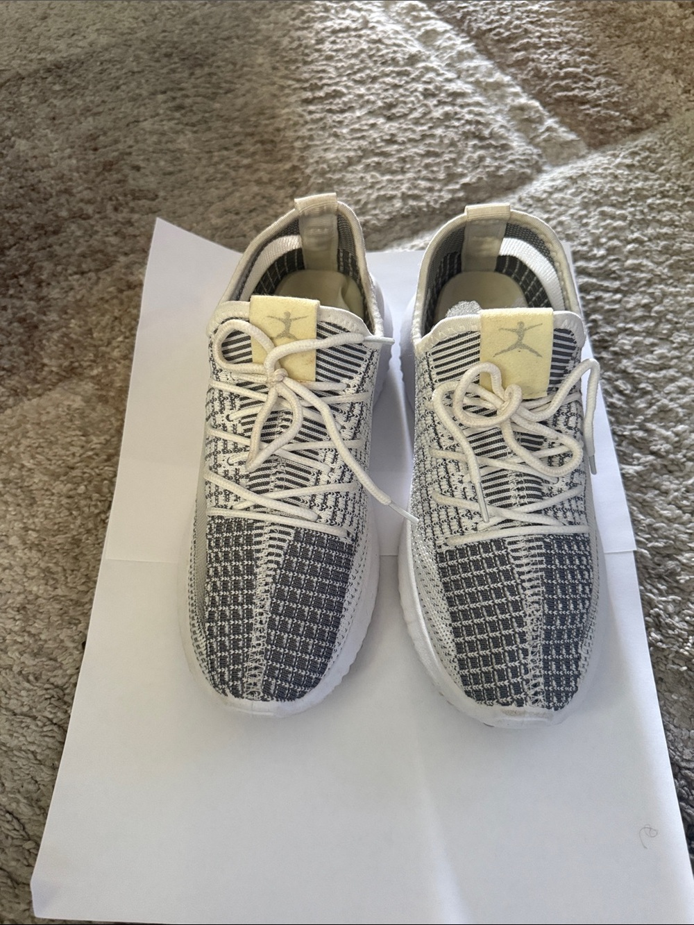 Danskin White and Gray Knit Lace-Up Slip-On Sneakers small tear insole